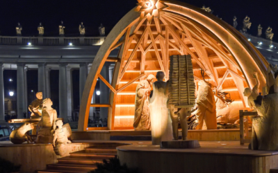 The Nativity Scene in the Vatican and an Open-Air Bible